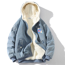 牛仔外套男大码加厚加绒衣男羊羔毛服男NM53262-P140网格，男装棉衣，电商A040A