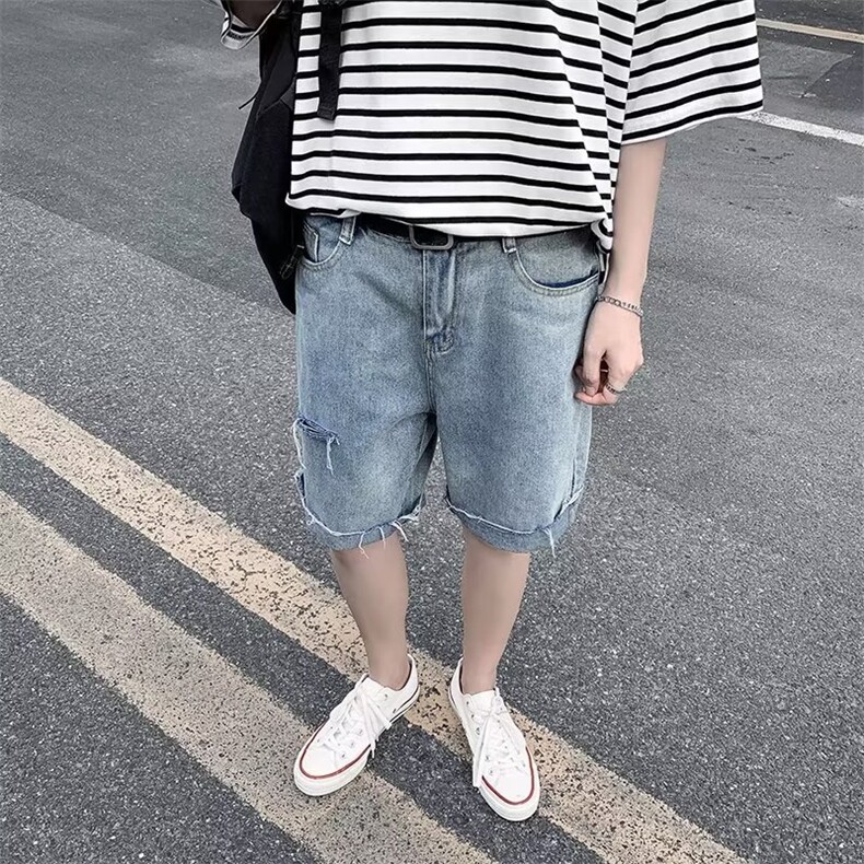 休闲复古牛仔短裤男宽松痞帅五分裤夏季薄款中裤N681,男装牛仔裤,星座1116A-1（原606A）