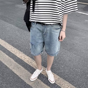 休闲复古牛仔短裤男宽松痞帅五分裤夏季薄款中裤 N681图片