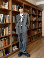 西装M-XL货号5555Y-P105控125；西裤M-2XL货号5555K-P65控85，男装西服套装，星座112A