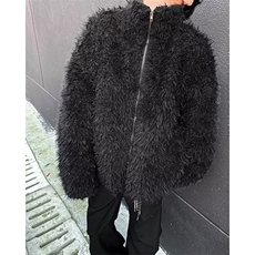 男秋冬防貂毛重磅加厚外套纯色中古波纹长毛皮革棉服潮，男装夹克，星座716-3