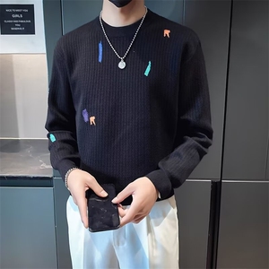 高品质刺绣毛衣男款潮牌内搭针织打底衫男士高端上衣 M872图片