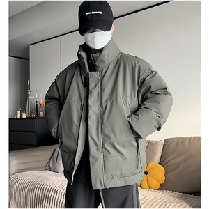 现货美式高街休闲夹克冬季立领纯色三防户外工装加厚棉服外套图片