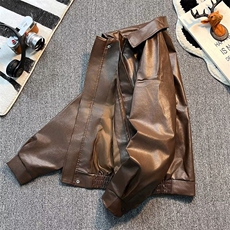 高街复古皮衣外套男春秋季潮牌廓型机车服PU皮夹克W25/P67，男装夹克，星座506B