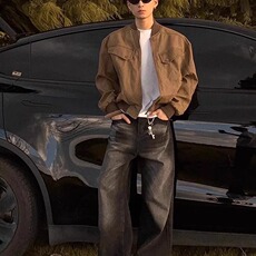 cleanfit短款工装外套男秋冬款美式复古棒球服潮牌做旧哈灵顿夹克，男装夹克，星座506A