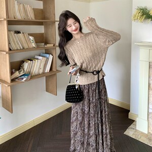 慵懒风碎花两件套套裙2C267-120-P175-K265图片