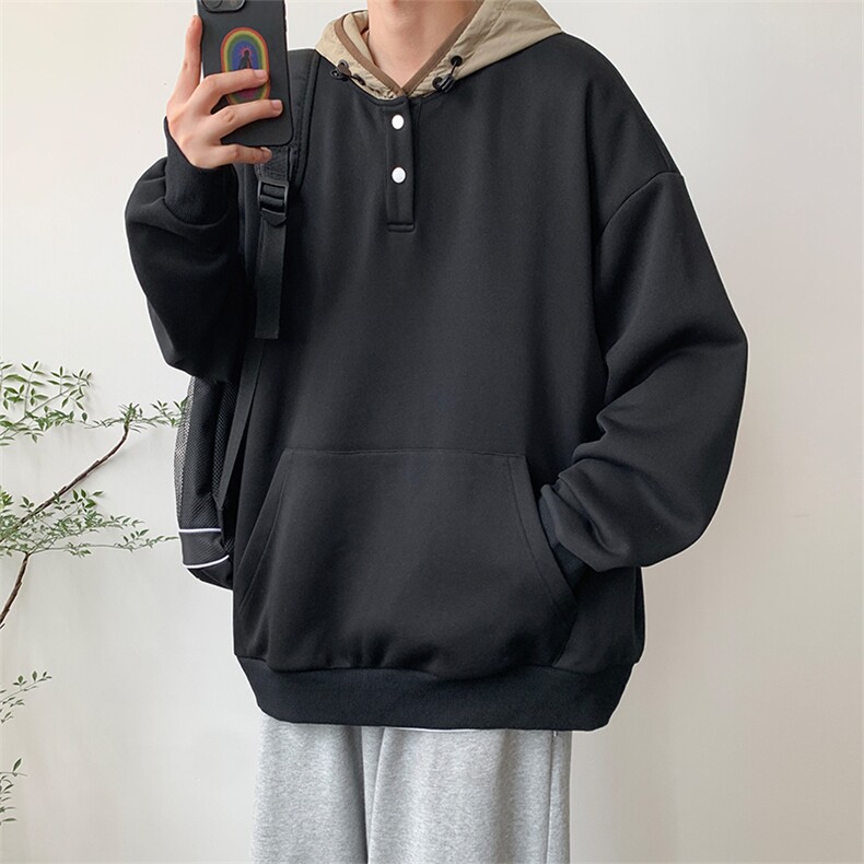 秋冬港风设计感撞色拼接连帽卫衣休闲百搭XZ302B-1-VE55193-P55,男装卫衣,星座302B-1