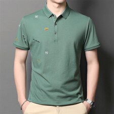 爸爸t恤短袖夏装2023新款男士中年人翻领休闲百搭老年人体恤衫,男装T恤,电商B212（原钱塘6029）