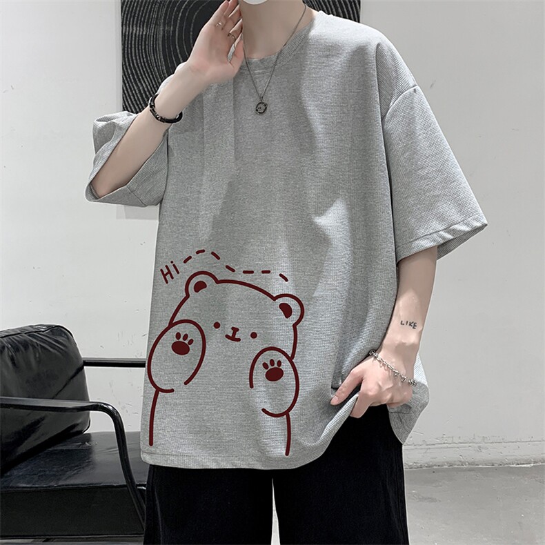 HT73236-P22华夫格t恤男短袖男大码五分袖大皂风,男装T恤,电商A040