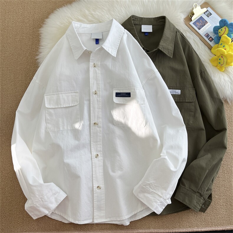 工装衬衫男长袖港风潮个性日系2023夏季新款ins宽松外套CY355-P43,男装衬衫,星座412-3
