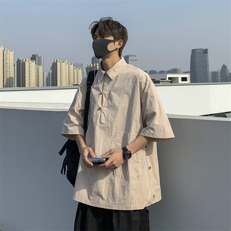 T013-P35夏季宽松型日系poloT恤,男装T恤,星座1501-1
