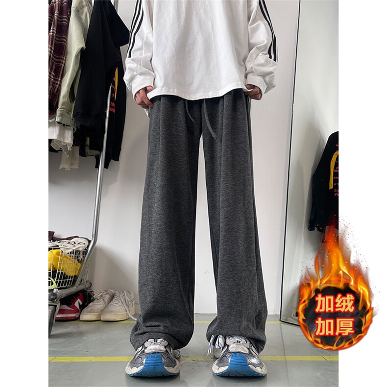 02加绒宽松直筒垂感糯米裤慵懒拖地裤XZ211-1-K2455-P50加绒P60,男装卫衣,星座211-1