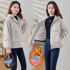 现货！现货！加绒加厚派克服2025冬季女装新款宽松休闲连帽棉服，女装棉衣/棉服，以桐