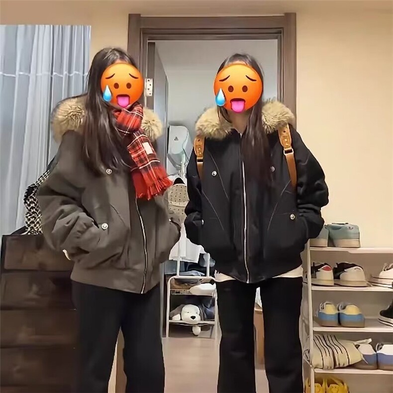 现货 美式宽松短款座山雕连帽毛领棉服MY266/P105图片