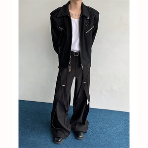 现货！25设计感搭配神器男士飘带铆钉微喇西裤KZ40-P98图片