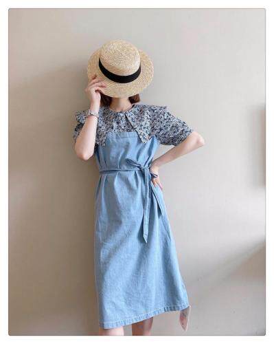 【现货】夏季新款天丝拼接牛仔连衣裙，女装连衣裙，名依人