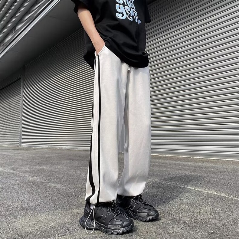 春季新款男士宽松阔腿裤潮流街头百搭直筒裤抽绳运动长裤CK25P38,男装休闲裤,星座410-2
