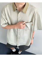 复古衬衫男夏装港风学生宽松小众设计感趣味新款男装上衣外穿，男装衬衫，四季星座505