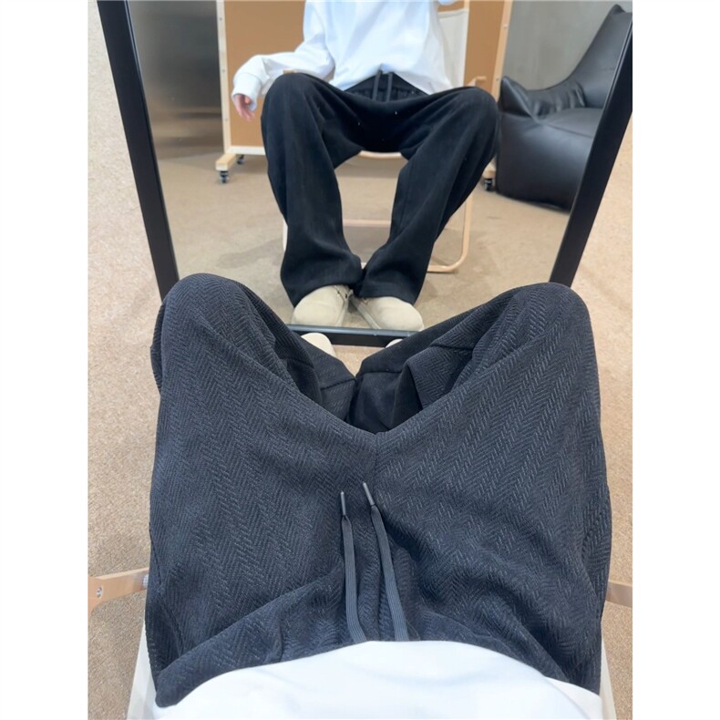 美式复古斑马纹弯刀卫裤男cleanfit慵懒风重磅阔腿裤LZY4033-P50,男装休闲裤,星座1008