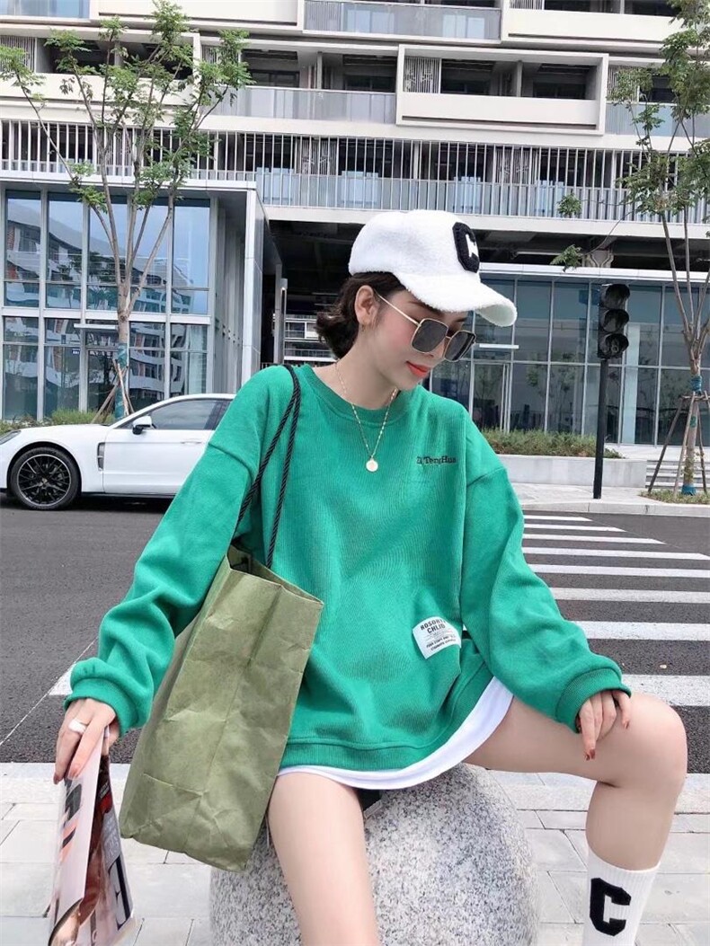 刺绣字母加绒卫衣，女装卫衣/绒衫，一杭