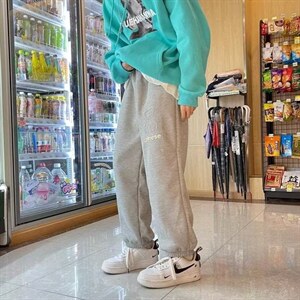 男秋季新款港风休闲裤华夫格钢印大码小熊KW11P25图片
