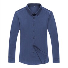 2023秋季新款长袖衬衫中年男士纯色上衣中年商务休闲时尚衬衣，男装衬衫，电商B212（原钱塘6029）