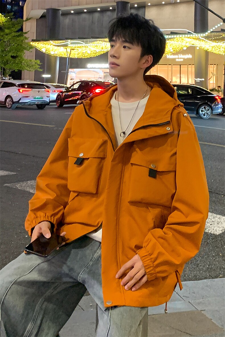 休闲拉链夹克情侣冲锋衣防风衣连帽外套JK451p75,男装夹克,电商D315