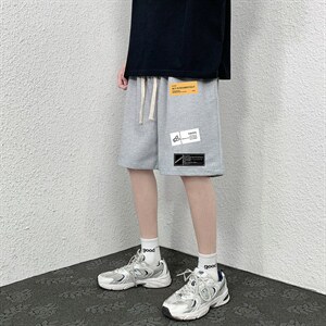 HD74118-P22 华夫格短裤男大码宽松五分裤男直筒中裤图片