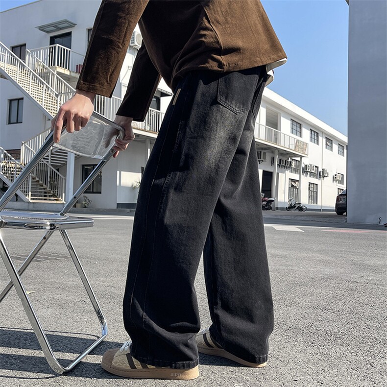 2025年秋季新款美式复古工装拼接牛仔宽松直筒休闲裤阔腿805-P44图片