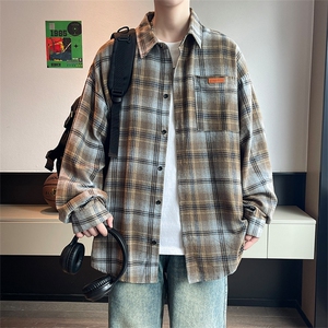春秋季衬衫新款宽松休闲男女同款衬衣XZ102B-1-CS2565P45,MBA面试衬衫裙穿搭图片