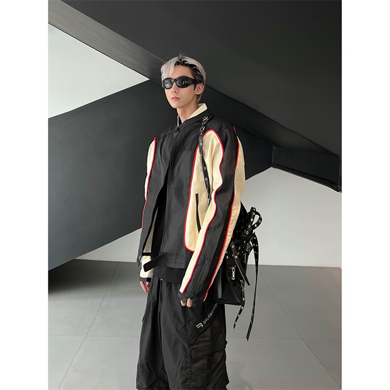 B221美式ins高街暗黑痞帅型男机车服外套上衣SY2306-P90控118,男装夹克,电商B221