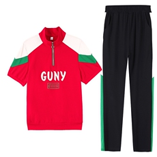 燕颉立领运动服短袖套装女2023年夏季新款跑步服时尚休闲服两件套，女装套装/套裙，燕颉服饰
