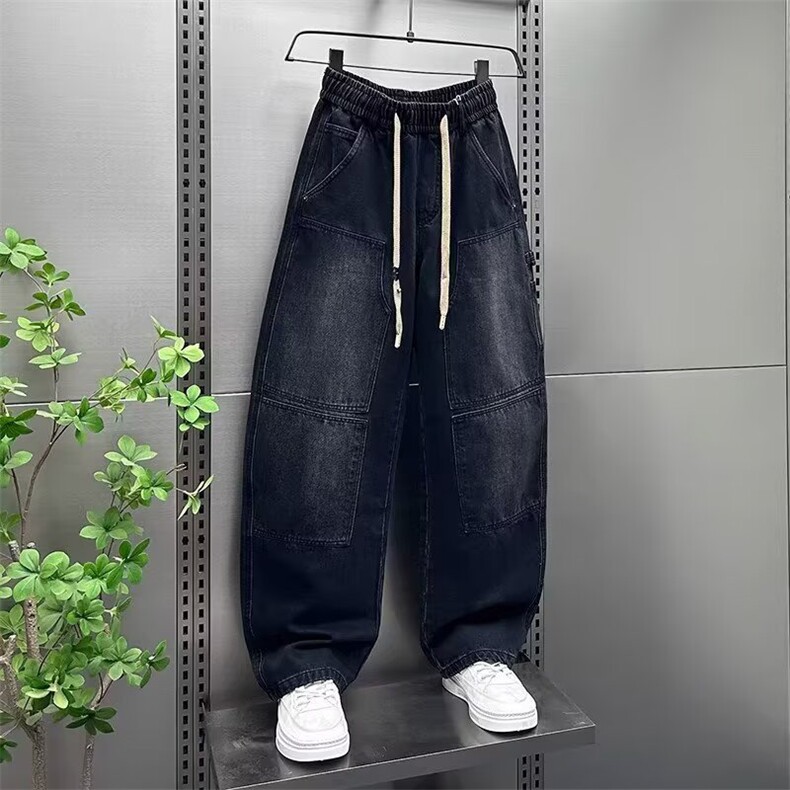 1506-1/KB8321/P52冬季潮流宽松加绒加厚牛仔裤男个性多口袋弹力,男装牛仔裤,星座1506-1