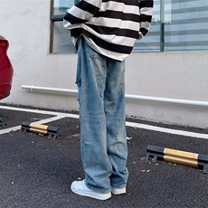 欧美高街vibe美式裤子ins潮牌直筒牛仔裤男Z8823P43，男装牛仔裤，星座1116-2
