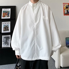 2023港风文艺长袖衬衫男春秋宽松潮流衬衣复古百搭上衣，男装衬衫，星座716-4