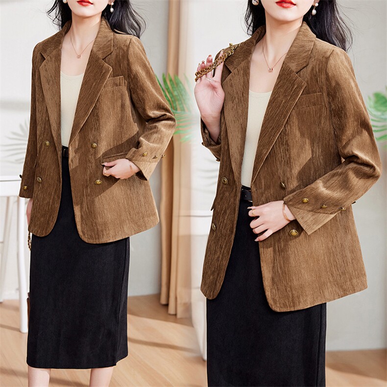 现货-新品】2024年春装新款雪尼尔外套美拉德洋气休闲西装外套,女装西装,仁梯