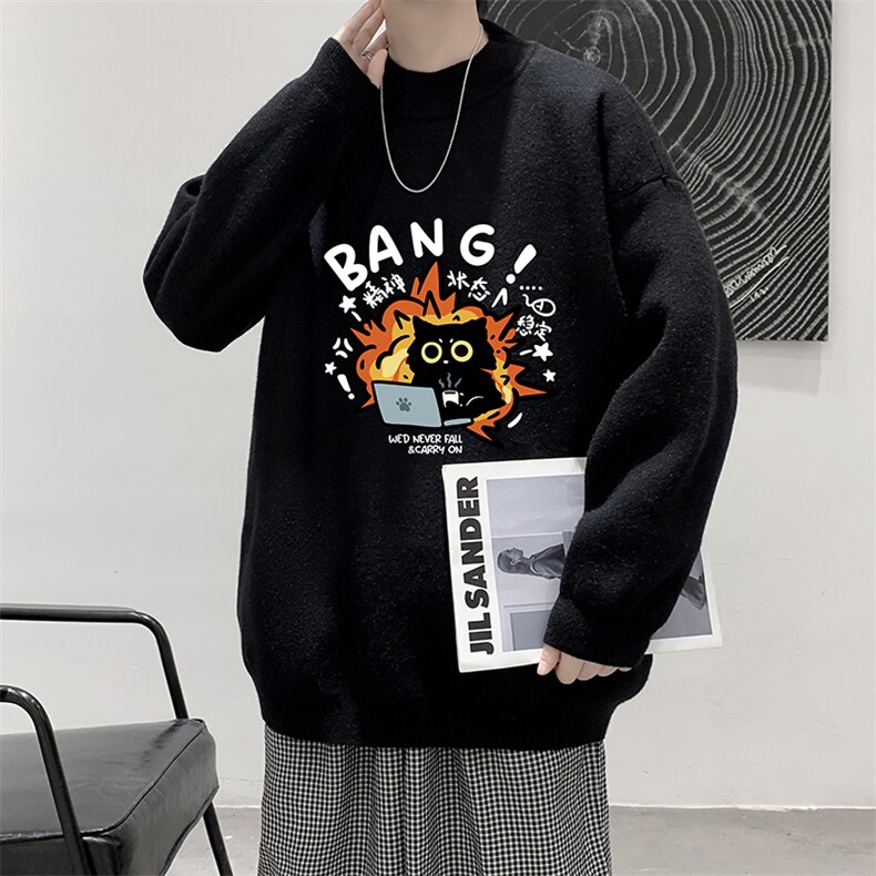 半高领毛衣男大码胖子针织衫毛线衣M18405-P45加绒款-P65,男装针织衫/毛衣,电商A040