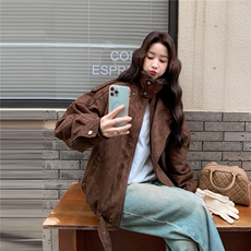 现货羊羔毛翻领加绒加厚鹿皮绒冬派克服2C293-Q910-P235-K348，女装派克服，2C293