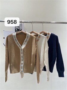 958复古拼色开衫图片