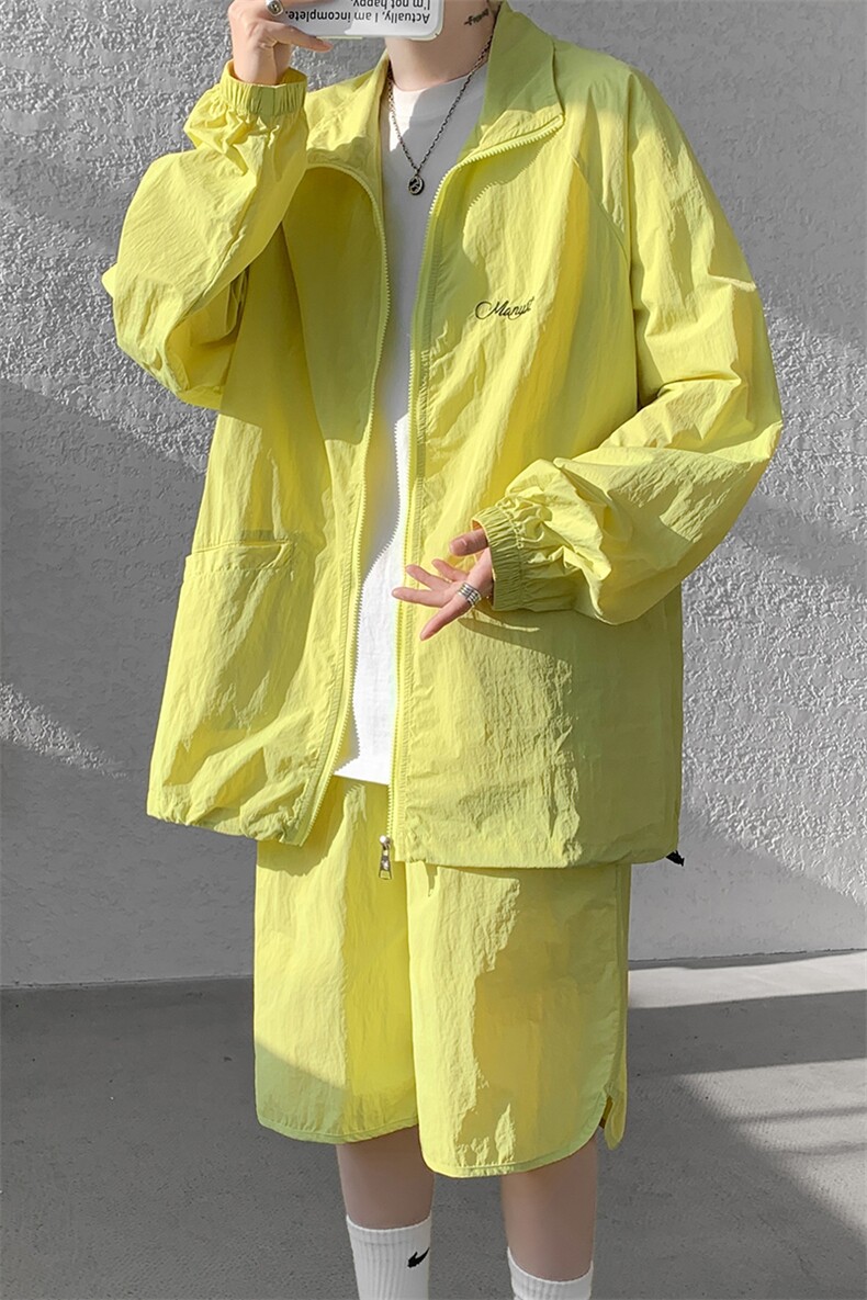 8XL-M特大码冰丝防晒服短裤套装男户外防晒衣运动外套潮TZ102P65,男装防晒衣,电商D206-1