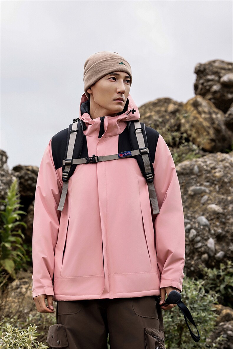 户外秋冬季加绒加厚冲锋衣防水防风滑雪服登山服情侣中长款外套,女装短外套,衫都服饰