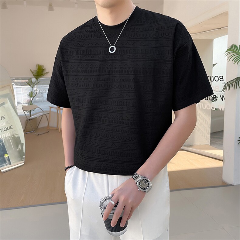 轻熟风~2025夏季提花工艺短袖T恤T2022/P48，男装T恤，电商B331