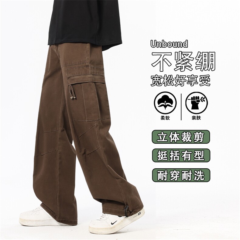 美式纯棉工装裤男2025秋季新款宽松直筒阔腿休闲长裤K6653-P60，男装工装外套，星座610（原A335）