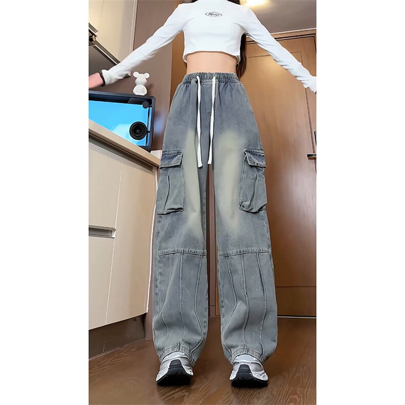 高级感痞帅牛仔裤男秋季新款小众美式高街宽松裤子-A1158TP55控88图片