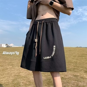 新款时尚简约流行潮流日系重磅贴标绿色工装短裤男大码夏季无品牌图片