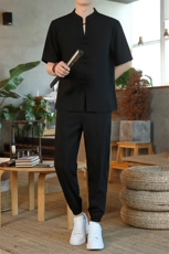 风短袖套装休闲宽松夏季男装复古潮流男士汉服唐装ZT2302-P78，男装T恤，星座1105-3