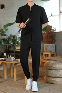 风短袖套装休闲宽松夏季男装复古潮流男士汉服唐装ZT2302-P78图片