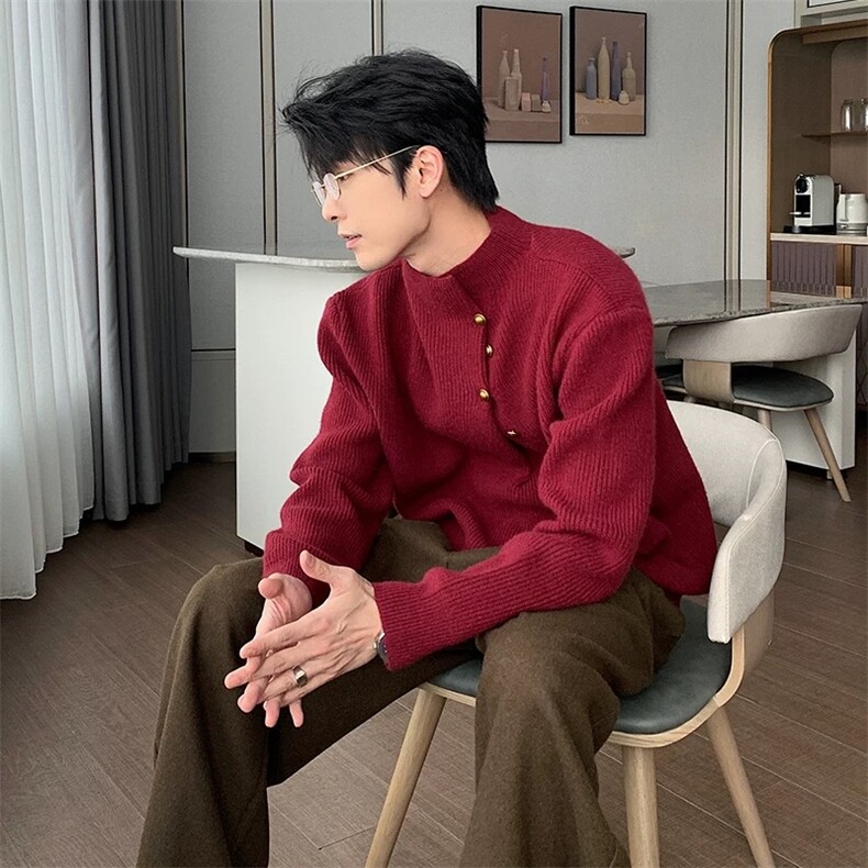 情侣重磅820克毛衣高级感cleanfit套头上衣宝蓝2508/P75,男装针织衫/毛衣,电商A242