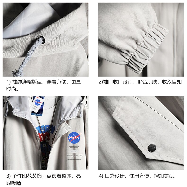 JK41243-P85NASA纯棉连帽夹克男士大码工装夹克男网格,男装夹克,电商A040A