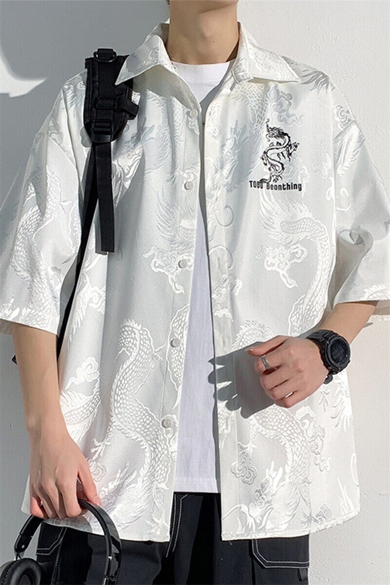 2025夏季新款港风光影墙大码龙纹提花衬衫M-5XHC24223-特P35,男装衬衫,电商A022